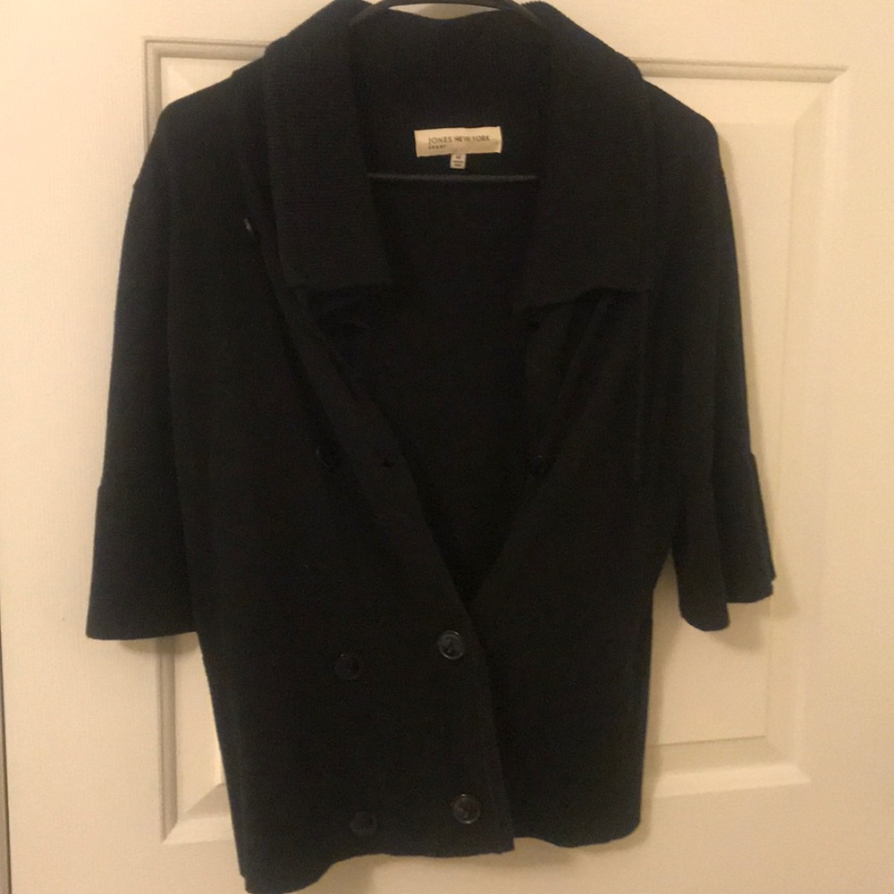 short sleeve black button cardigan